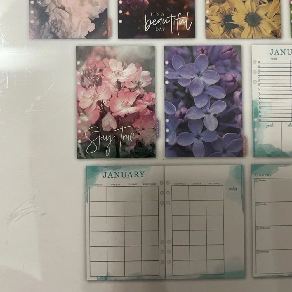 Floral planner inserts
